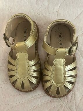 Felix & Flora Toddler' Gold Leather Sandals